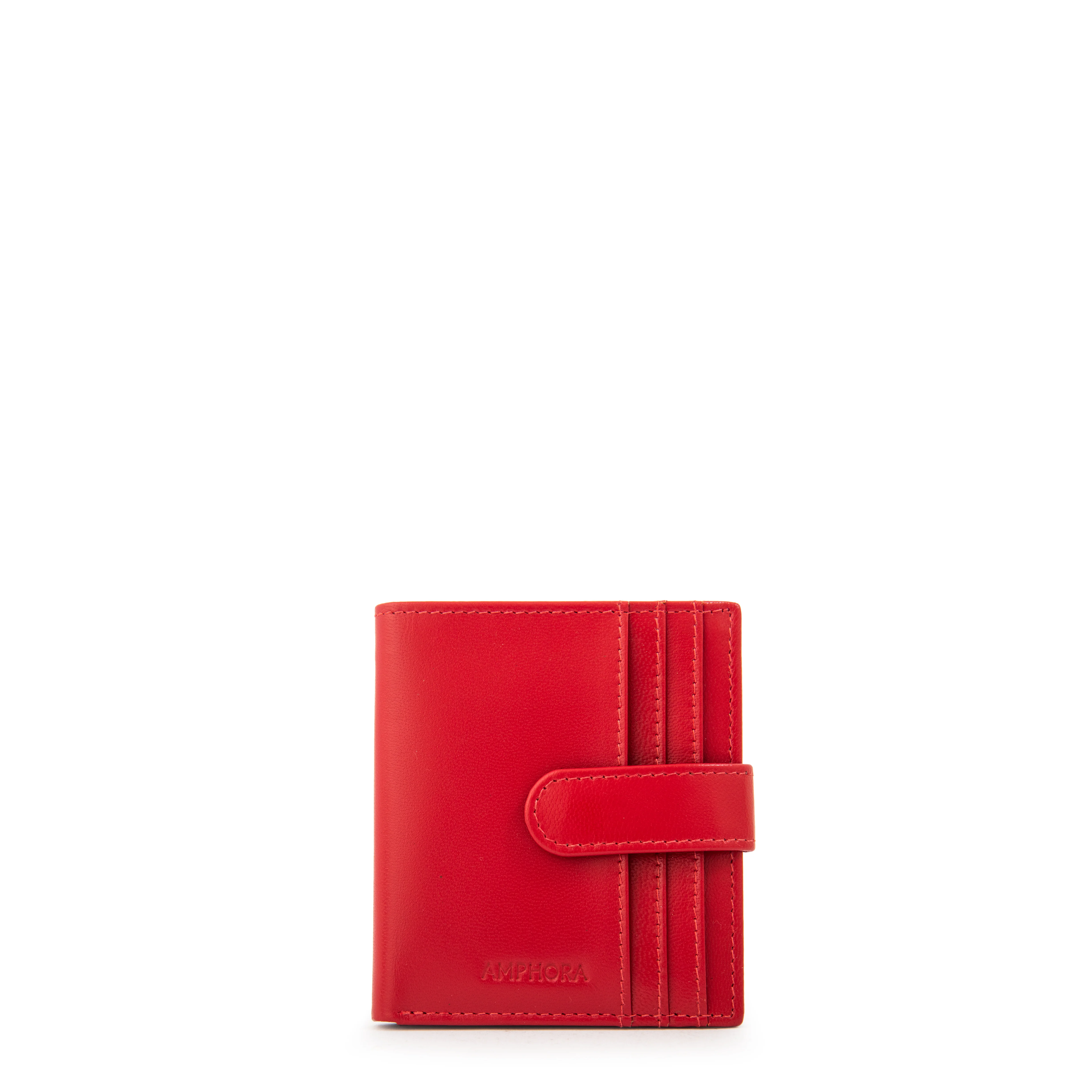 BILLETERA TARJETERO CUERO DARA ROJO