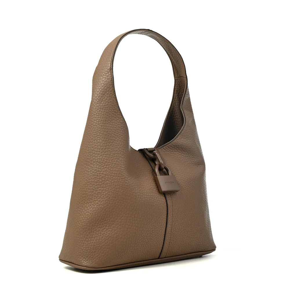 CARTERA CORTE OVAL CORIA TAUPE - Image 2