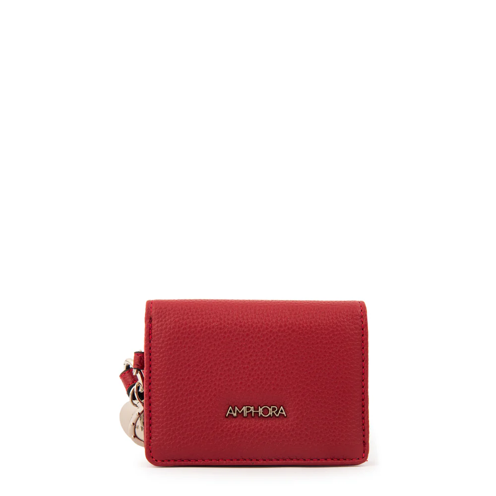 TARJETERO CON BOLSILLO INTERIOR CHARMS ROJO
